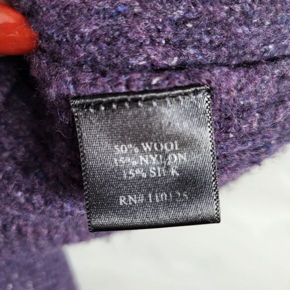 Purple Wool Silk Blend Belted Button down Collar Oversized Sleeve Cardigan S - Picture 4 of 14